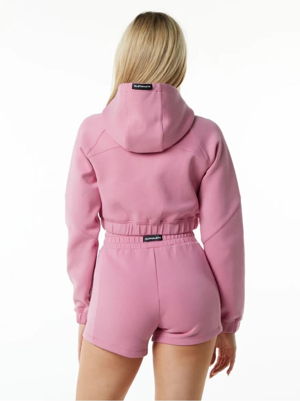 Alphalete 2 piece Cropped Zip Hoodie & Shorts Set - Picture 2 of 9